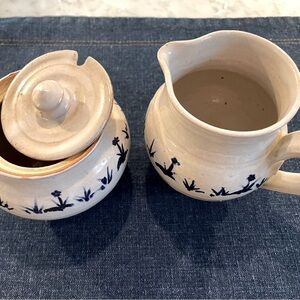 EUC! Vintage Pottery Artisan Handmade Pitcher & Sugar Set